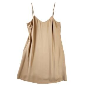 White House Black Market Slip Dress Women Size 6 Beige Satin Spaghetti Strap